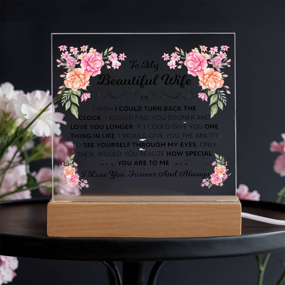 To My Beautiful Wife Square Acrylic Plaque