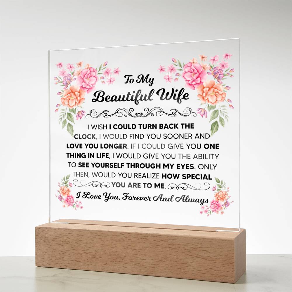 To My Beautiful Wife Square Acrylic Plaque