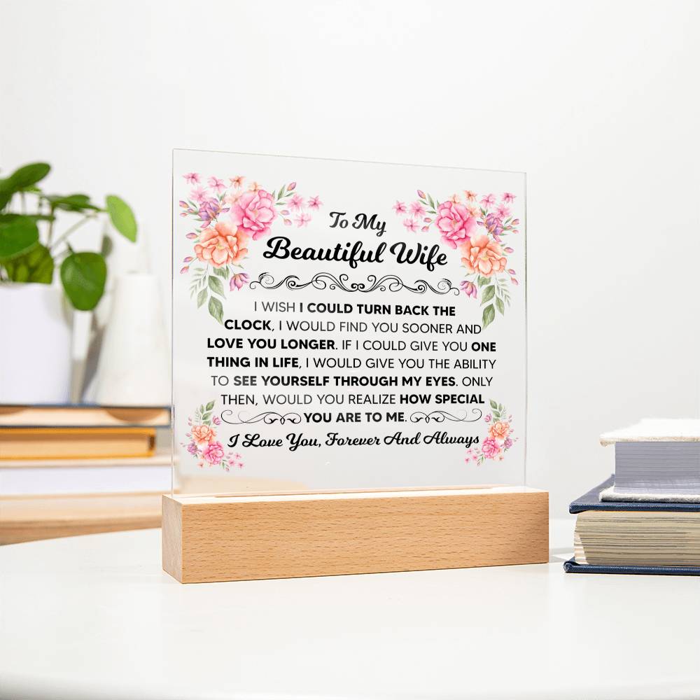 To My Beautiful Wife Square Acrylic Plaque
