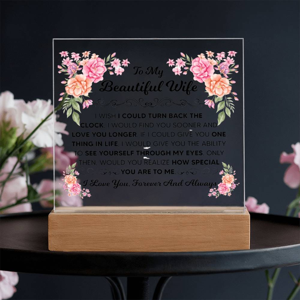 To My Beautiful Wife Square Acrylic Plaque