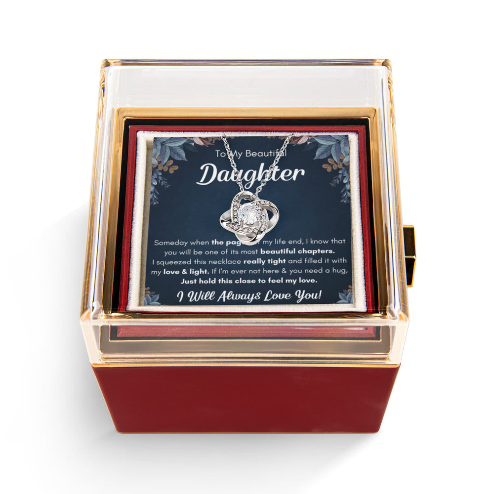 Chapters Squeezed Name - Daughter Birthday Necklace with Rose Box