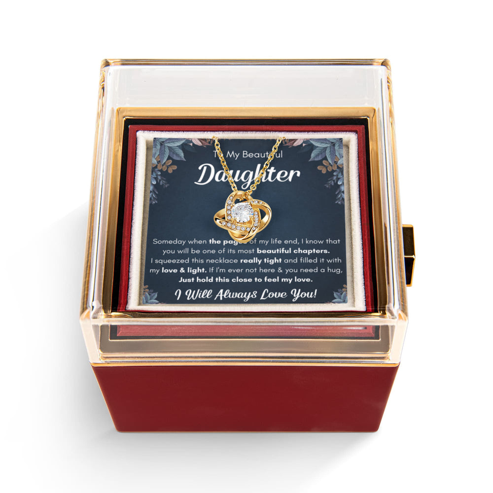 Chapters Squeezed Name - Daughter Birthday Necklace with Rose Box